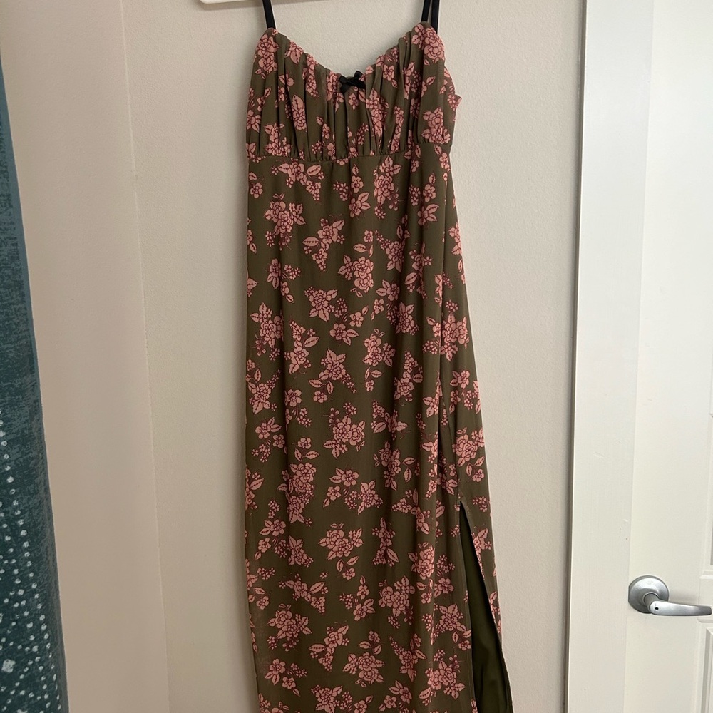 ASOS Floral Midi Dress with Side Leg Slit